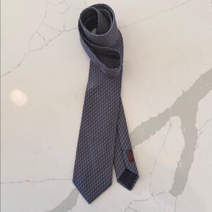 Hermes Blue and Gold Geometric Tie
